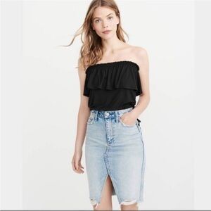 Abercrombie & Fitch Elastic Tube Top In Gray Size S
